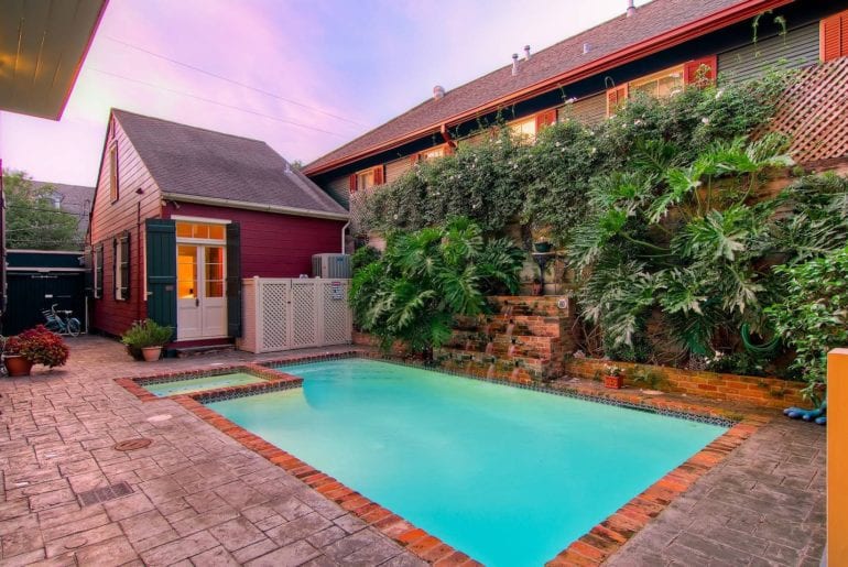 The private cottage comes with a shared courtyard and pool. 