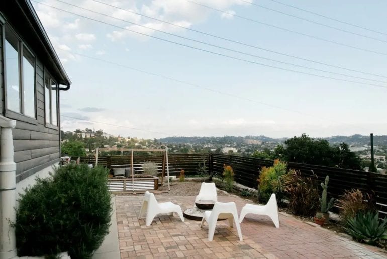 Where to stay in Los Angeles: a private outdoor seating with amazing views