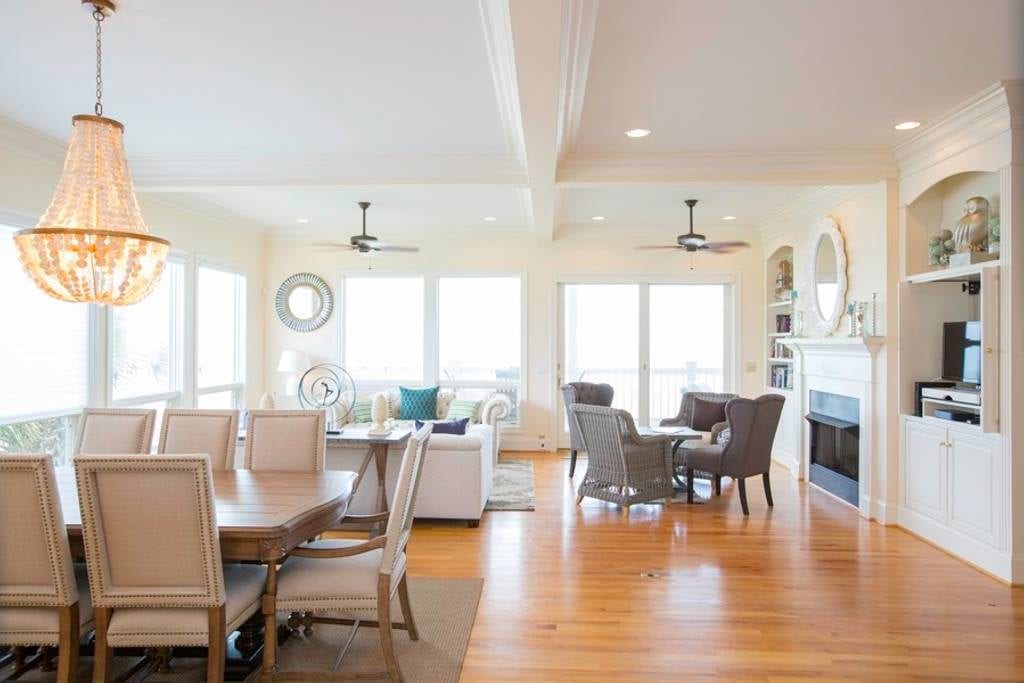 Warm and bright open floor plan to one of the best Folly Beach vacation rentals on the market