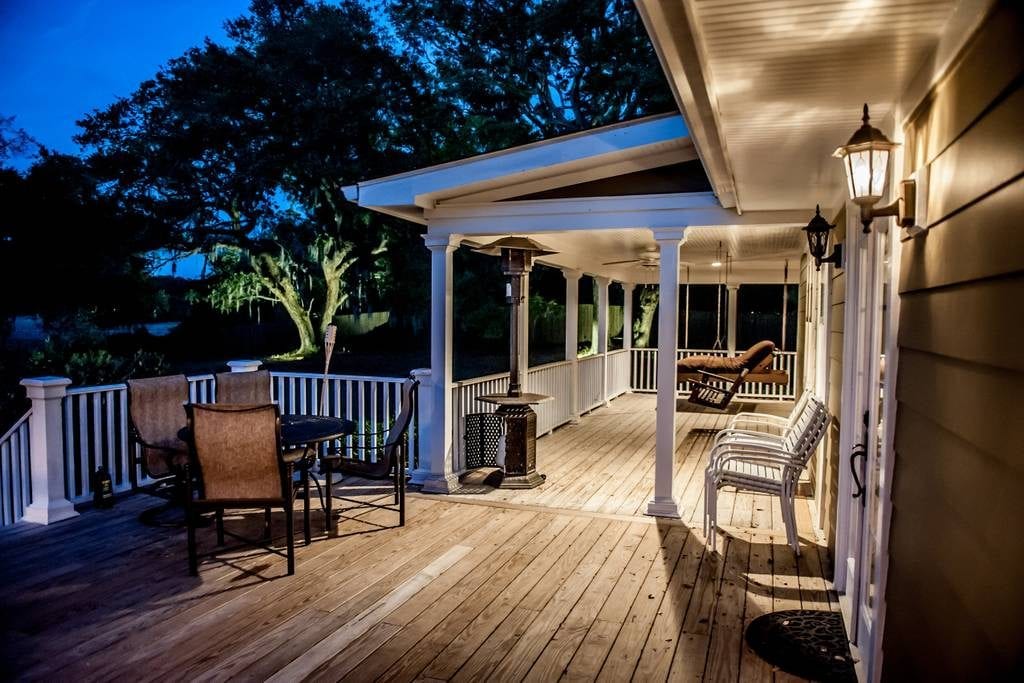 Back porch of this Mount Pleasant home overlooks the creek