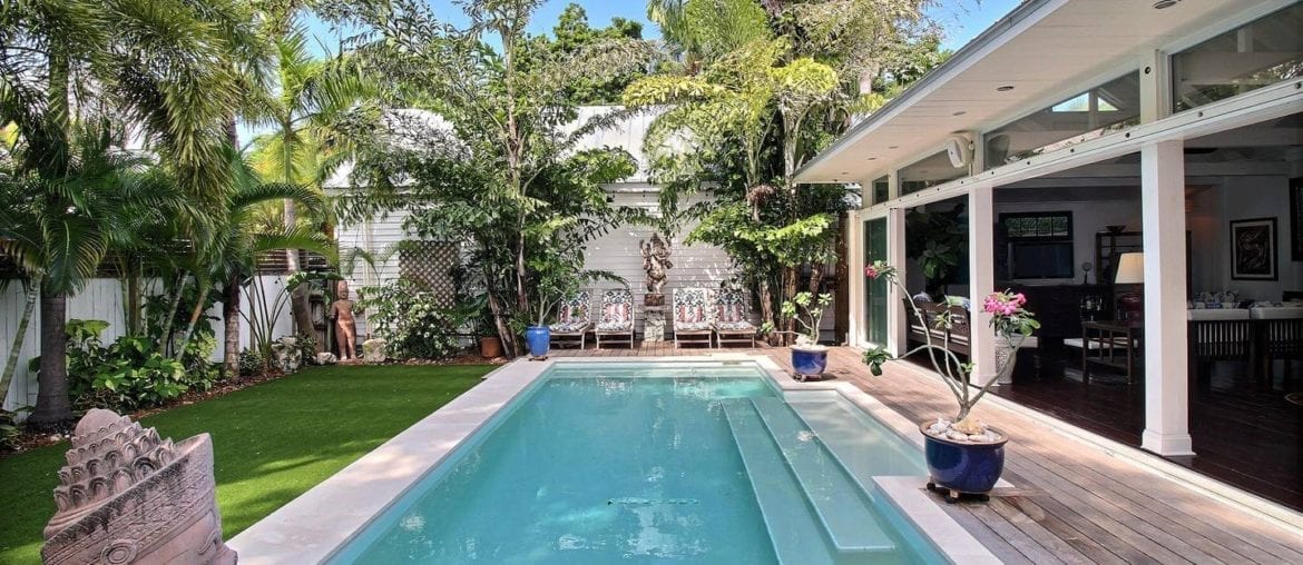 Heated saltwater pool in the yard of a Key West property