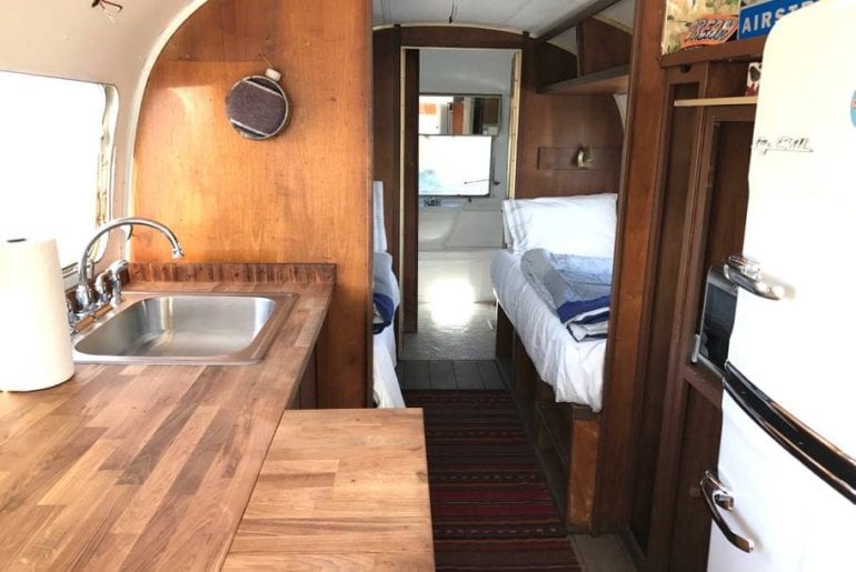 remodelled retro airbnb trailer in joshua tree