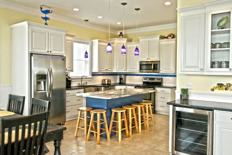 the kitchen in a vacation rental in myrtle beach