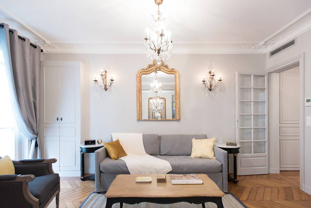 a fancy reception area in a Parisian Airbnb