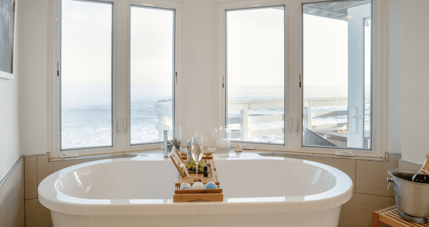 bathtub with a sea view