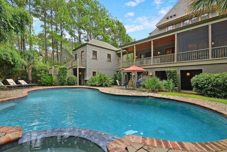 a pool in a charleston airbnb