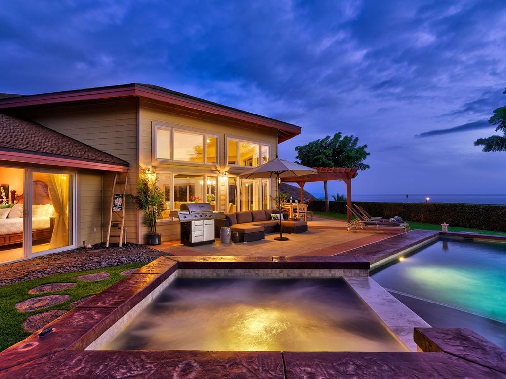 gorgeous Maui pool photographed at sunset for VRBO