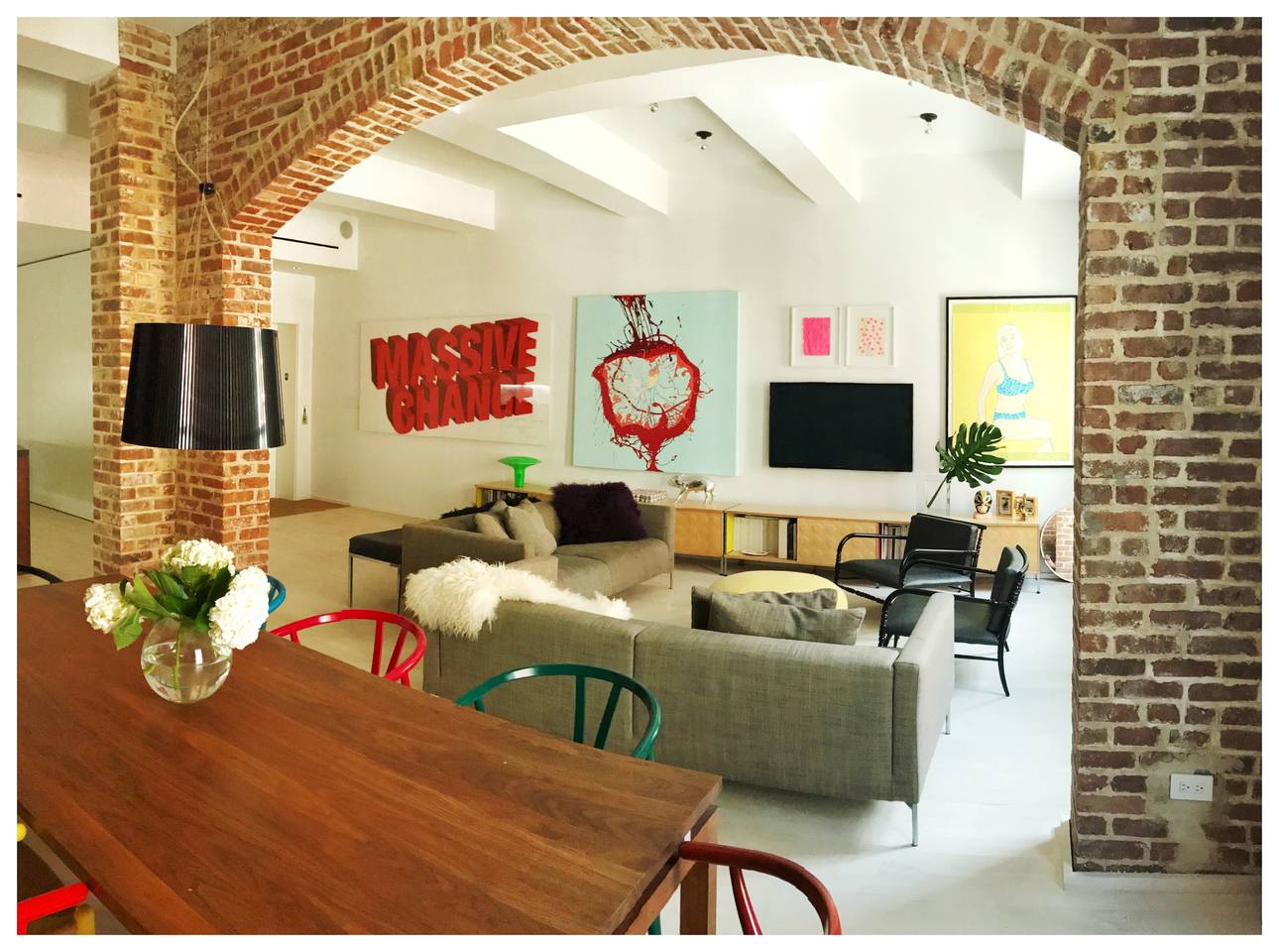 soho loft with exposed brick walls