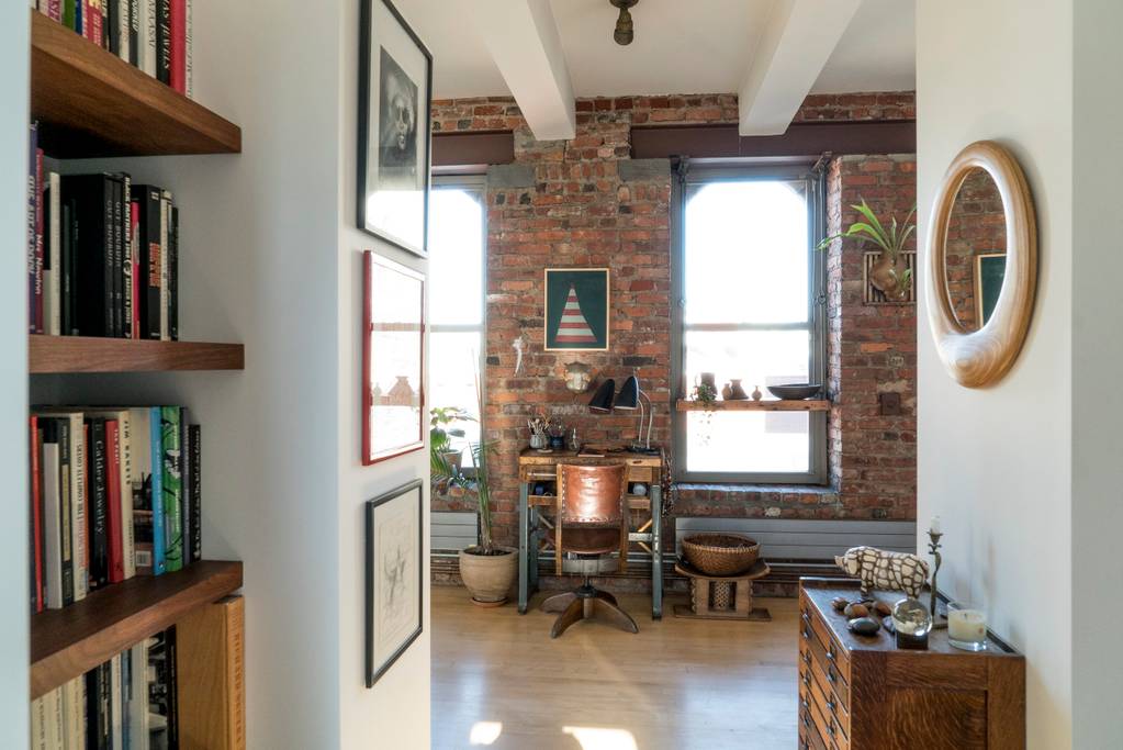 light filled apartment with exposed brick in brooklyn