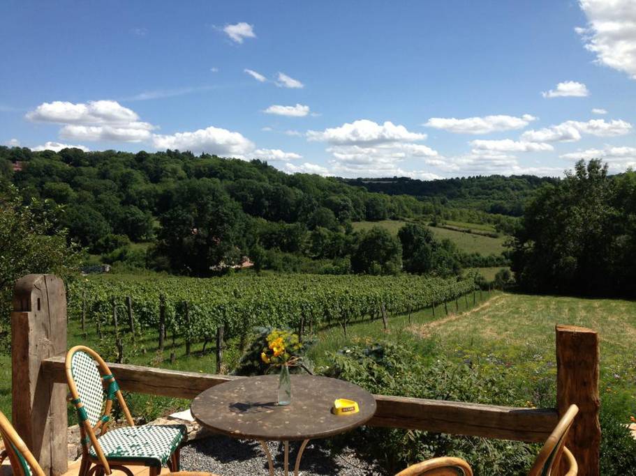 cute airbnb wagon in the fields of burgundy