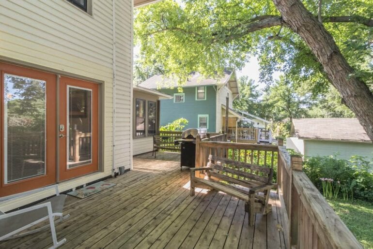 Gorgeous backyard with porch and grill